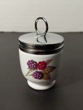 Royal Worcester Porcelain Egg Coddler with Silver Lid
